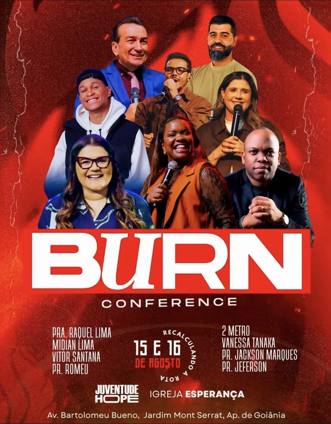 Cartaz oficial da BURN Conference com os preletores e convidados